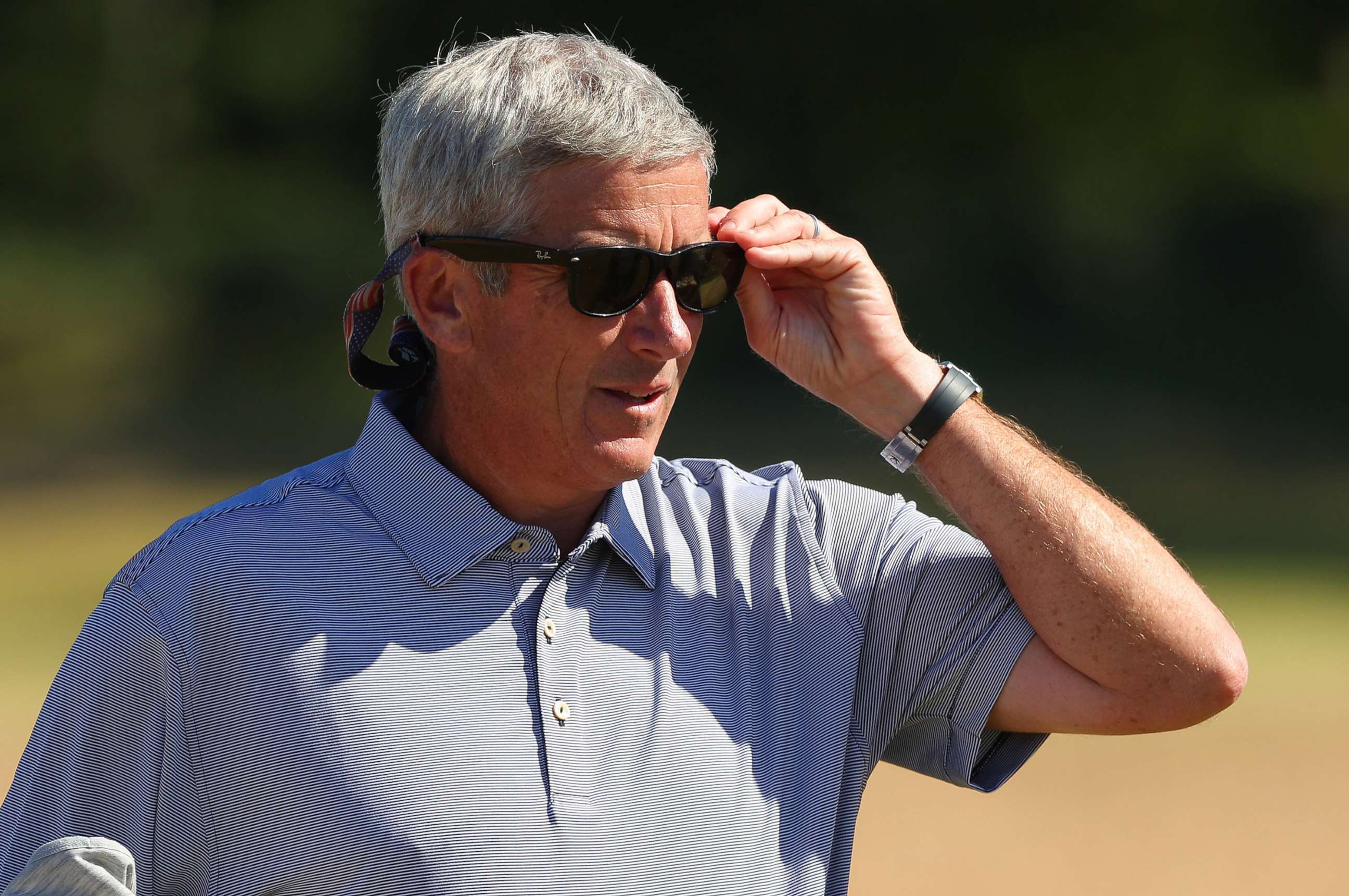 PHOTO: PGA Tour Commissioner Jay Monahan looks on during Day Four of the Genesis Scottish Open at The Renaissance Club in North Berwick, Scotland, July 10, 2022.