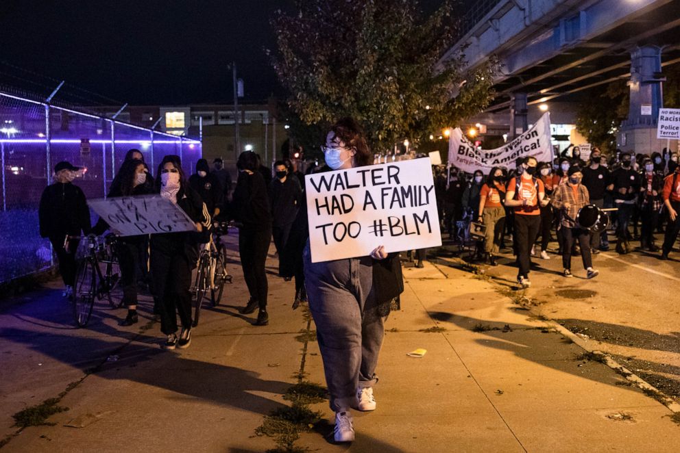PHOTO: Protesters march through West Philadelphia on Oct. 27, 2020, to protest the fatal shooting of 27-year-old Walter Wallace, a Black man, by police.