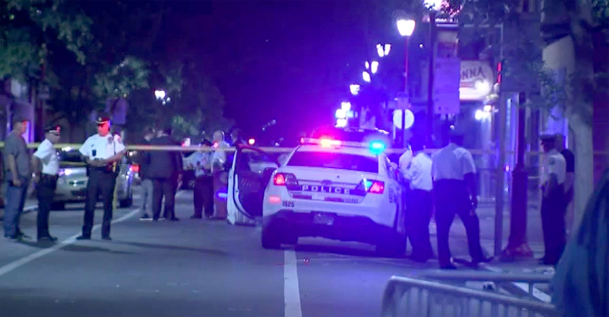 PHOTO: Police respond to a mass shooting in Philadelphia's South Street neighborhood on June 5, 2022, that left three people dead and 11 injured. 