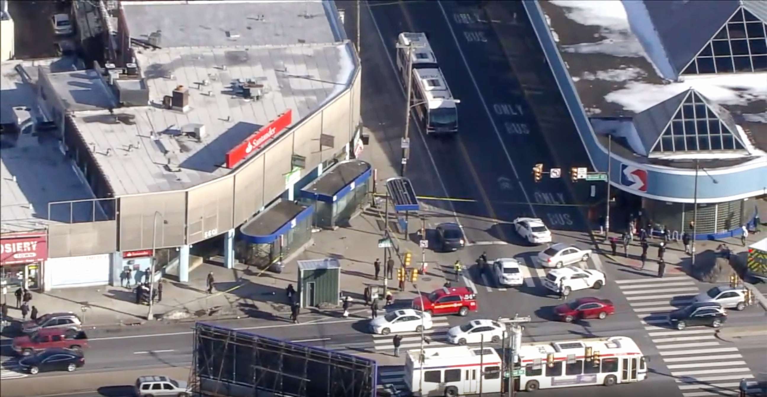 PHOTO: Helicopter video shows the scene where multiple people were shot in the Olney section of Philadelphia, Feb. 17, 2021.