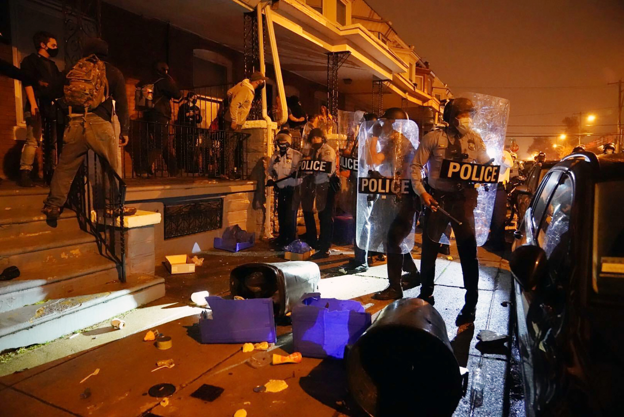 PHOTO: People gather in protest in response to the police shooting of Walter Wallace Jr., Oct. 26, 2020, in Philadelphia.