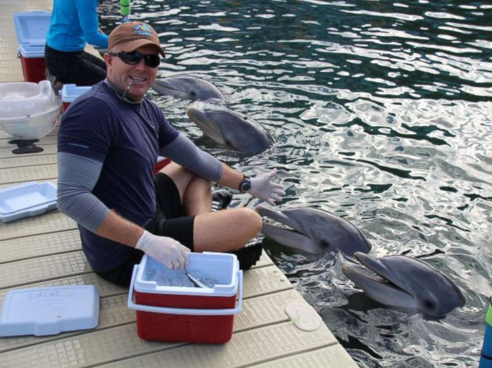 PHOTO: Phillip Admire, director of zoology at Island Dolphin Care in Key Largo, Florida, braved Hurricane Irma to care for the 8 dolphins that are housed at his non-profit facility.