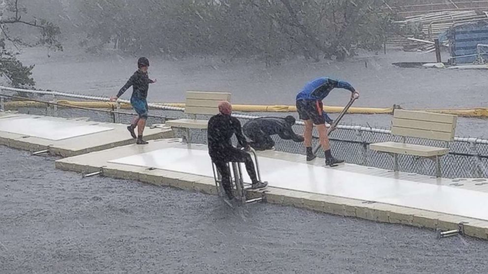 PHOTO: Phillip Admire, director of zoology at Island Dolphin Care in Key Largo, Florida, braved Hurricane Irma to care for the 8 dolphins that are housed at his non-profit facility. 