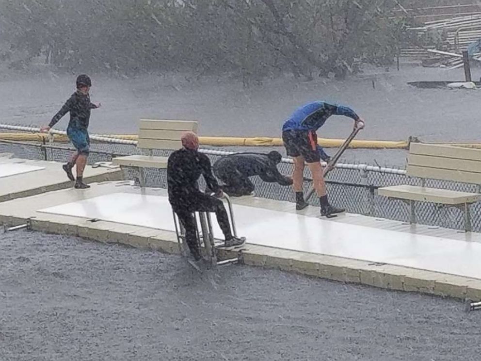 PHOTO: Phillip Admire, director of zoology at Island Dolphin Care in Key Largo, Florida, braved Hurricane Irma to care for the 8 dolphins that are housed at his non-profit facility.