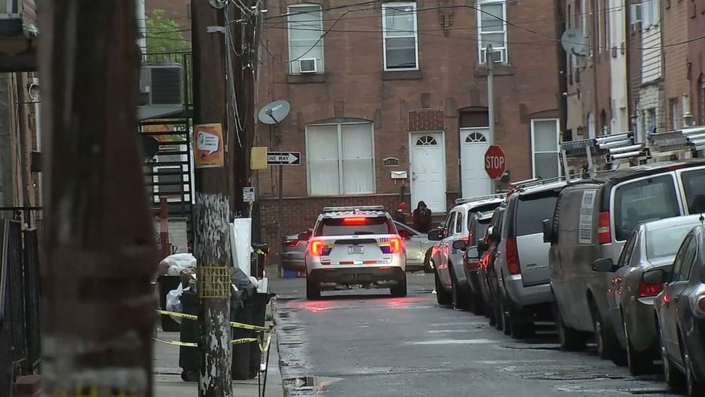 PHOTO: Police on the scene in the area of Philadelphia where a 3-year-old was shot, April 30, 2023.