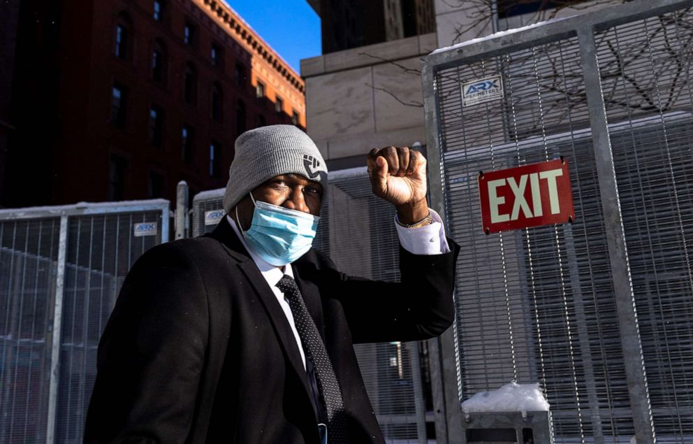 PHOTO: Philonise Floyd, George Floyd's brother, arrives at the US District Court in St. Paul, Minn. on January 24, 2022.