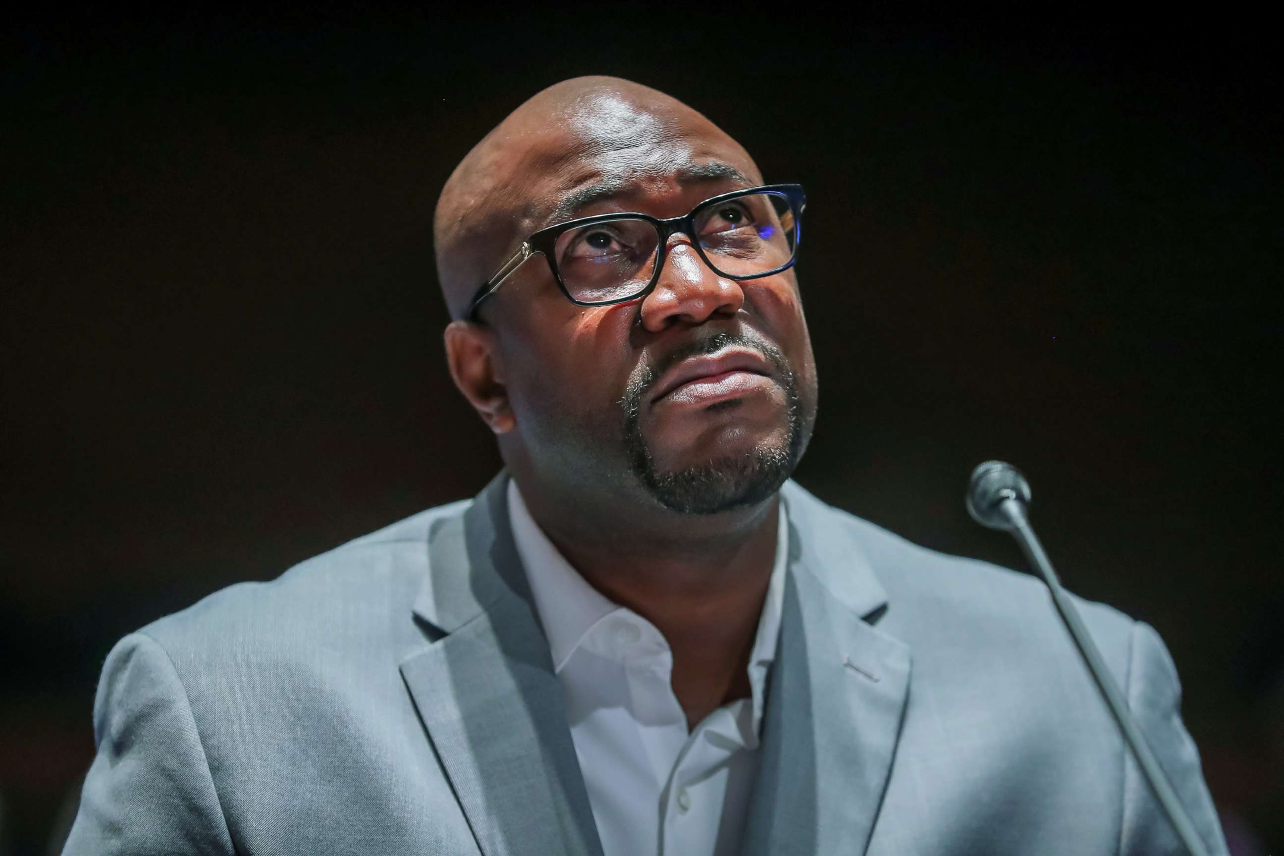 PHOTO: George Floyd's brother, Philonise Floyd, gives his opening statement during the House Judiciary Committee hearing on Policing Practices and Law Enforcement Accountability at the U.S. Capitol in Washington, D.C., June 10, 2020.