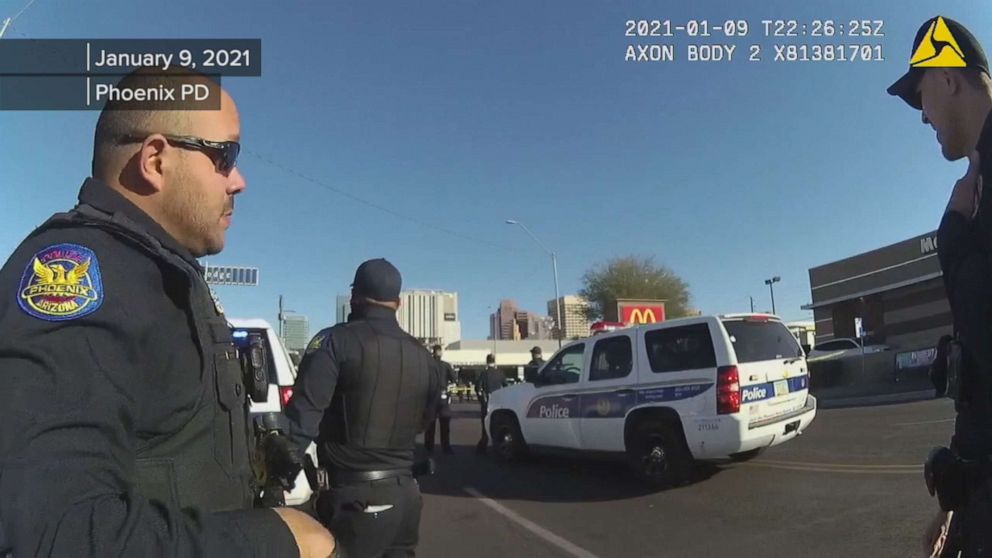 PHOTO: Body camera footage released by the Phoenix Police Department shows officers during an incident in Phoenix, Ariz., on Jan. 9, 2021, where police shot and killed 37-year-old Paul Bolden.