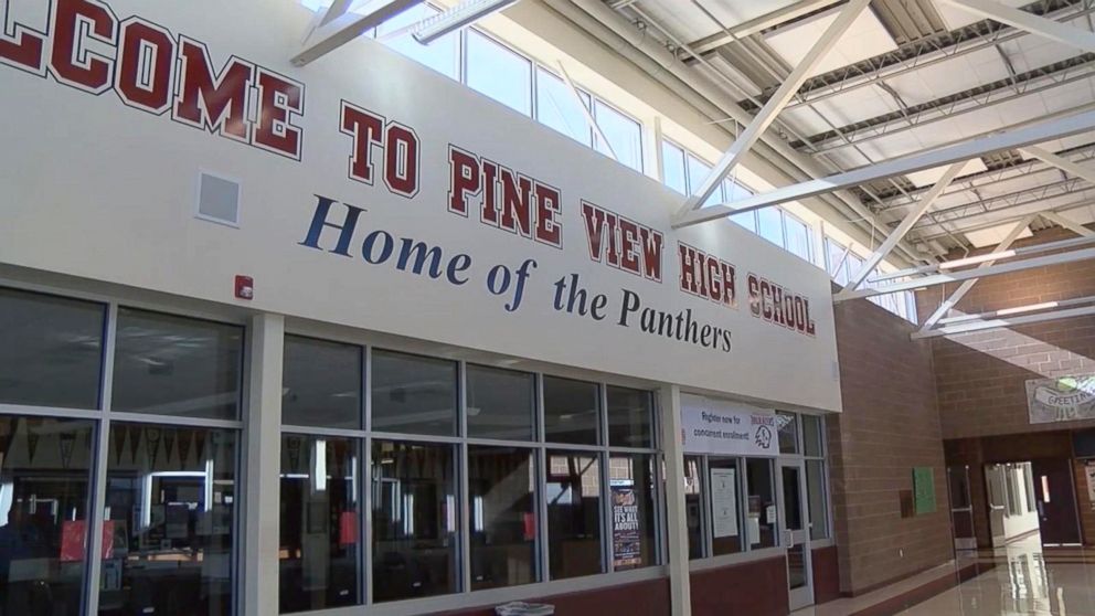 A student at Pine View High School, in St. George, Utah, brought a bomb to school in his backpack. Classmates turned him in when the backpack started smoking, March 5, 2018. 