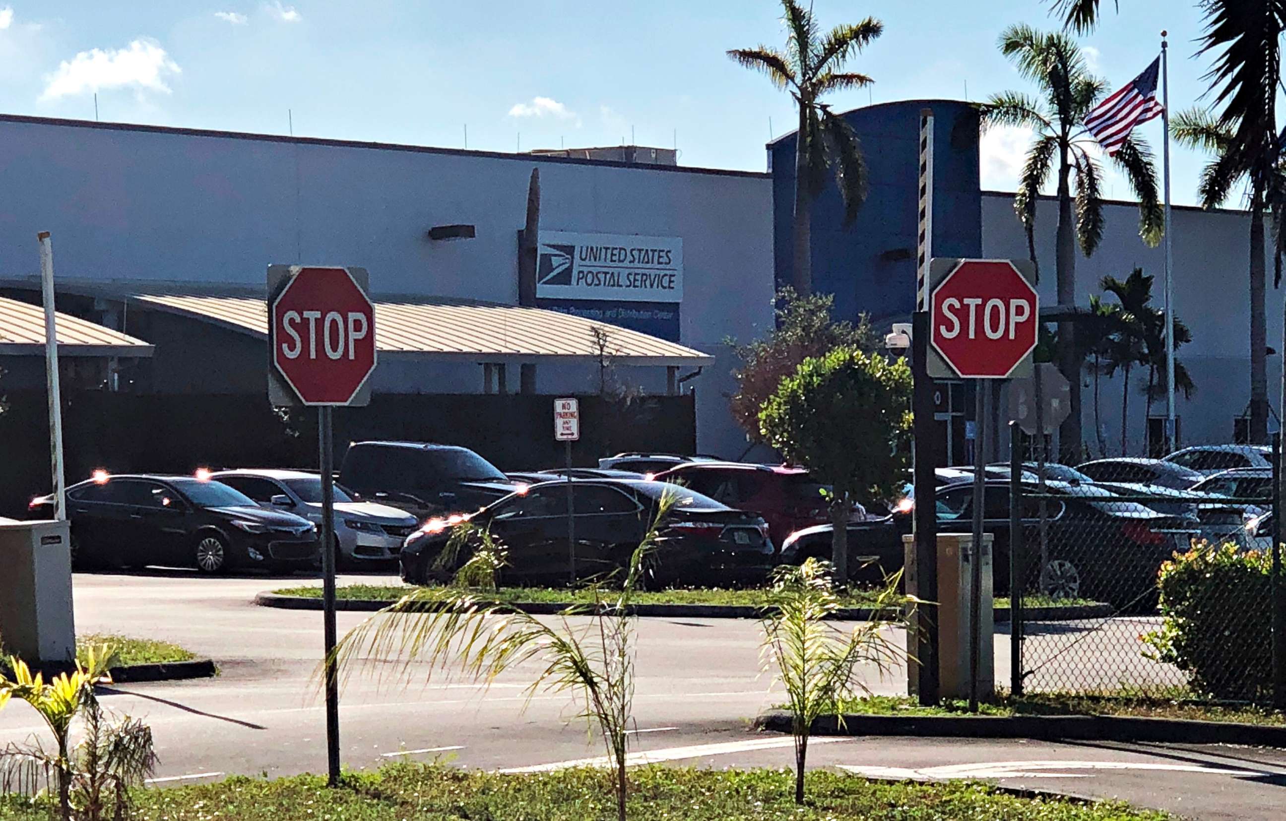 PHOTO: The Opa-Locka, Florida, postal center on Oct. 26, 2018, is the focus of an investigation into the mail bombs sent to Democratic officials and supporters and intelligence leaders. 