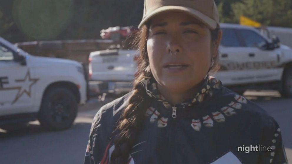 PHOTO: Tara Houska, a tribal attorney of Couchiching First Nation, is seen during a "direct action" to halt construction of the Line 3 pipeline.