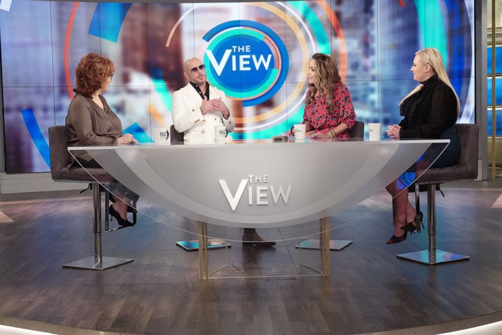 PHOTO: Pitbull discusses education, his new movie "The Ugly Dolls," and the immigration crisis with "The View" co-hosts Joy Behar, Sunny Hostin, and Meghan McCain on Thursday, April 25, 2019.