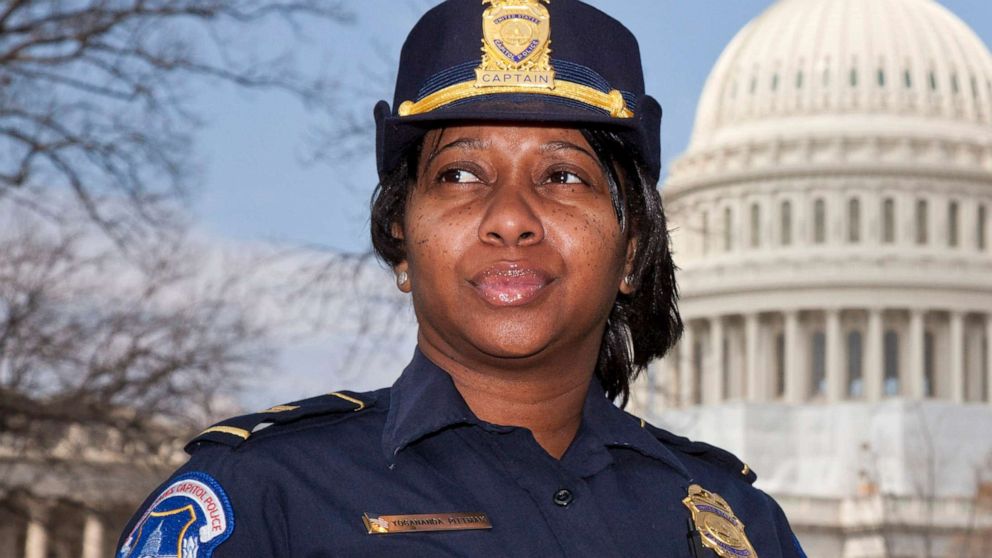 PHOTO: Officer Yogananda "Yogi" Pittman of the Capitol Police force, on the East Lawn of the Capitol, March 19, 2012.