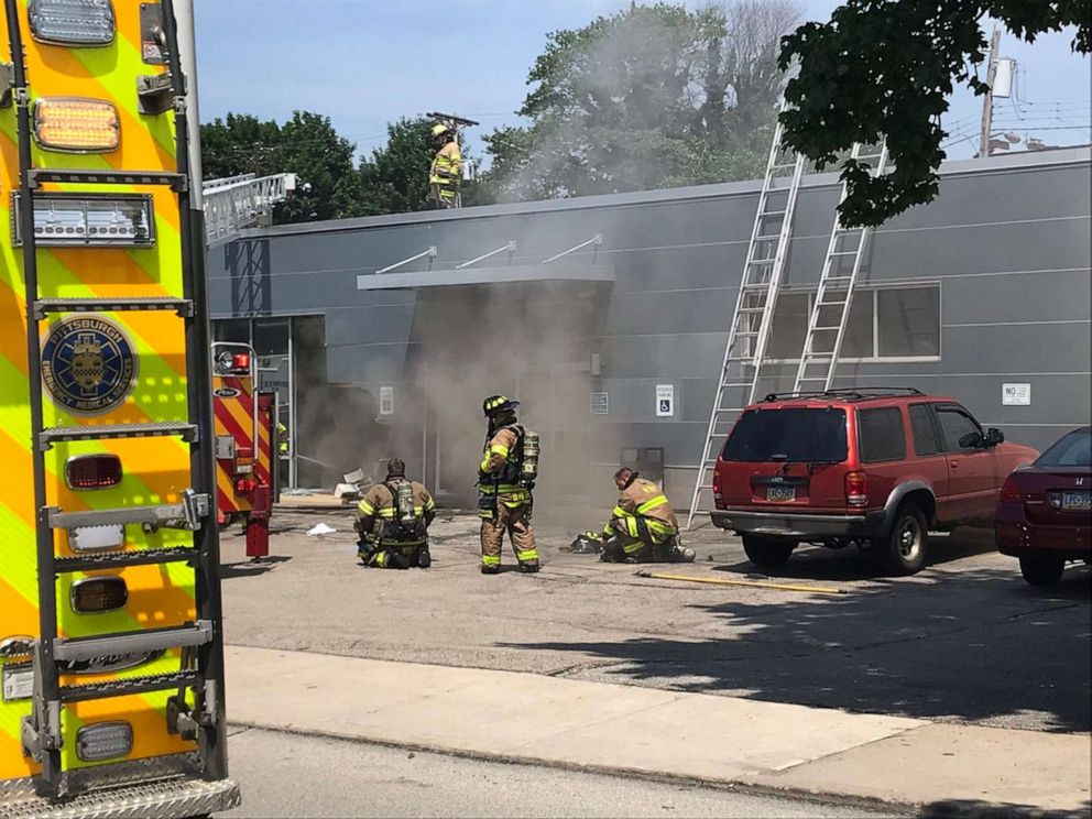 PHOTO: An image released by Pittburgh Public Safety shows first responders on the scene of a vehicle collision into a building on the 1300 block of Western Avenue in Pittsburgh, Pa., June 12, 2021.