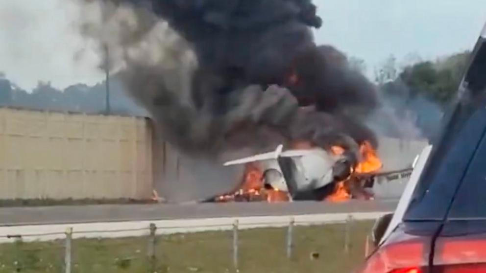 Five people were on board the jet, which crashed onto Interstate 75 near Naples.