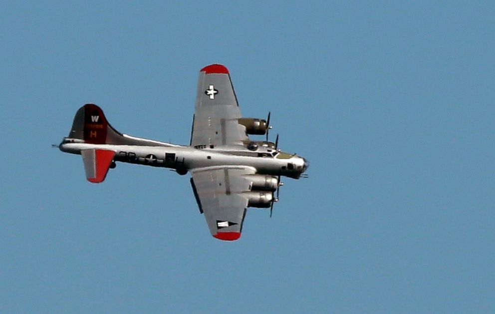 PHOTO: In this June 6, 2016, file photo, a World War II-era Boeing B-17 Flying Fortress airplane banks in the air as it comes in for a landing in Seattle on the anniversary of D-Day.