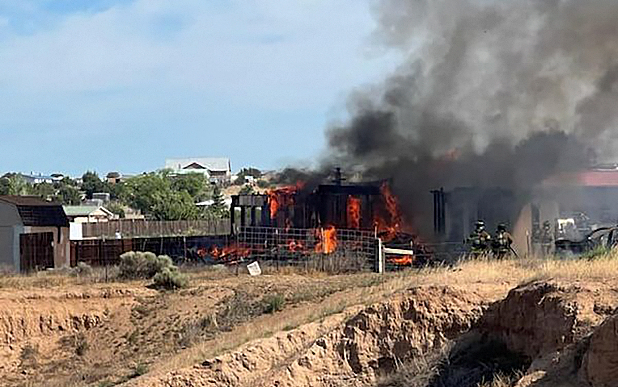 PHOTO: The Santa Fe County Sheriff released this photo on social media after a small plane crashed into a home in Santa Fe, New Mexico, July 18, 2023.