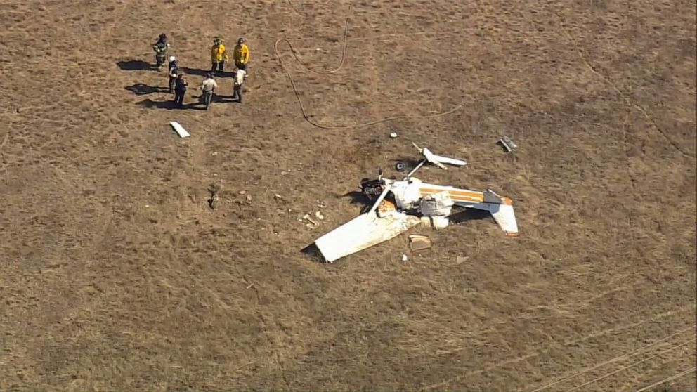 PHOTO: Two small planes collided while landing at the Watsonville Municipal Airport in Watsonville, California, Aug. 18, 2022.