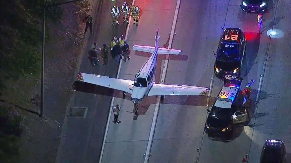 PHOTO: A small plane made an emergency landing on a Southern California freeway, Jan. 28, 2018.