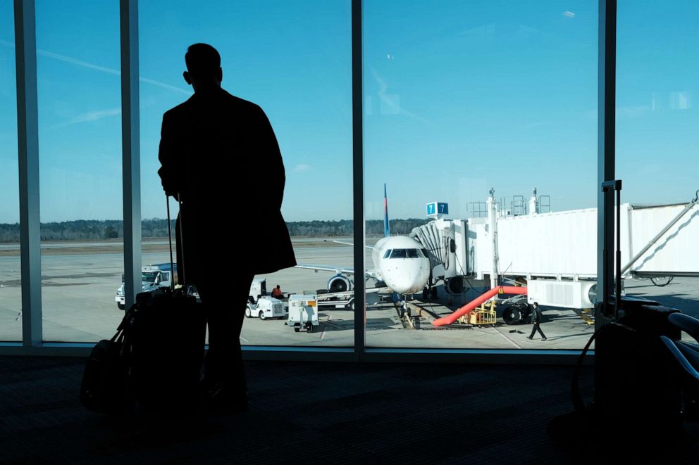 PHOTO: A plane sits on the tarmac at an airport in Columbia, South Carolina, on March 1, 2020.