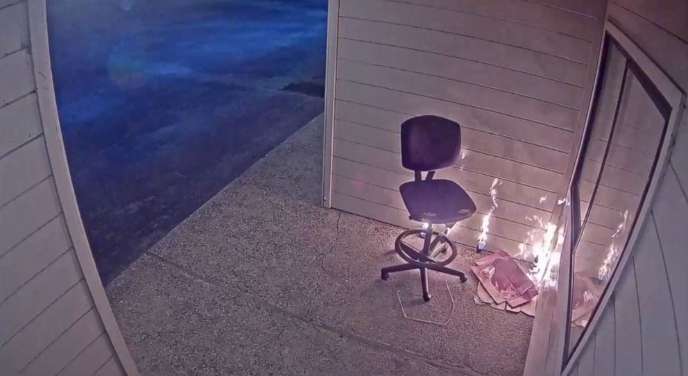PHOTO: Security footage shows a person setting fire to a Planned Parenthood building in Watsonville, Calif., July 20, 2018.