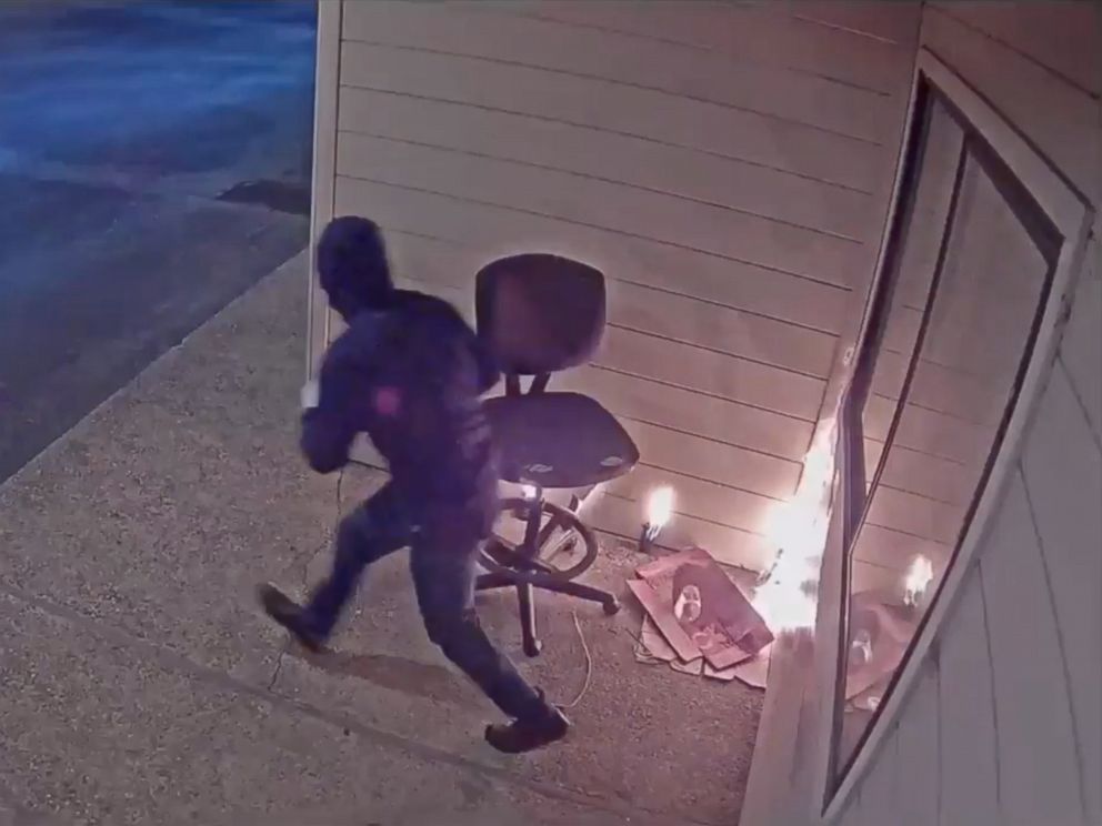 PHOTO: Security footage shows a person setting fire to a Planned Parenthood building in Watsonville, Calif., July 20, 2018.