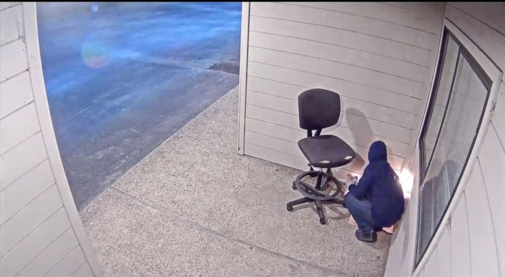 PHOTO: Security footage shows a person setting fire to a Planned Parenthood building in Watsonville, Calif., July 20, 2018.
