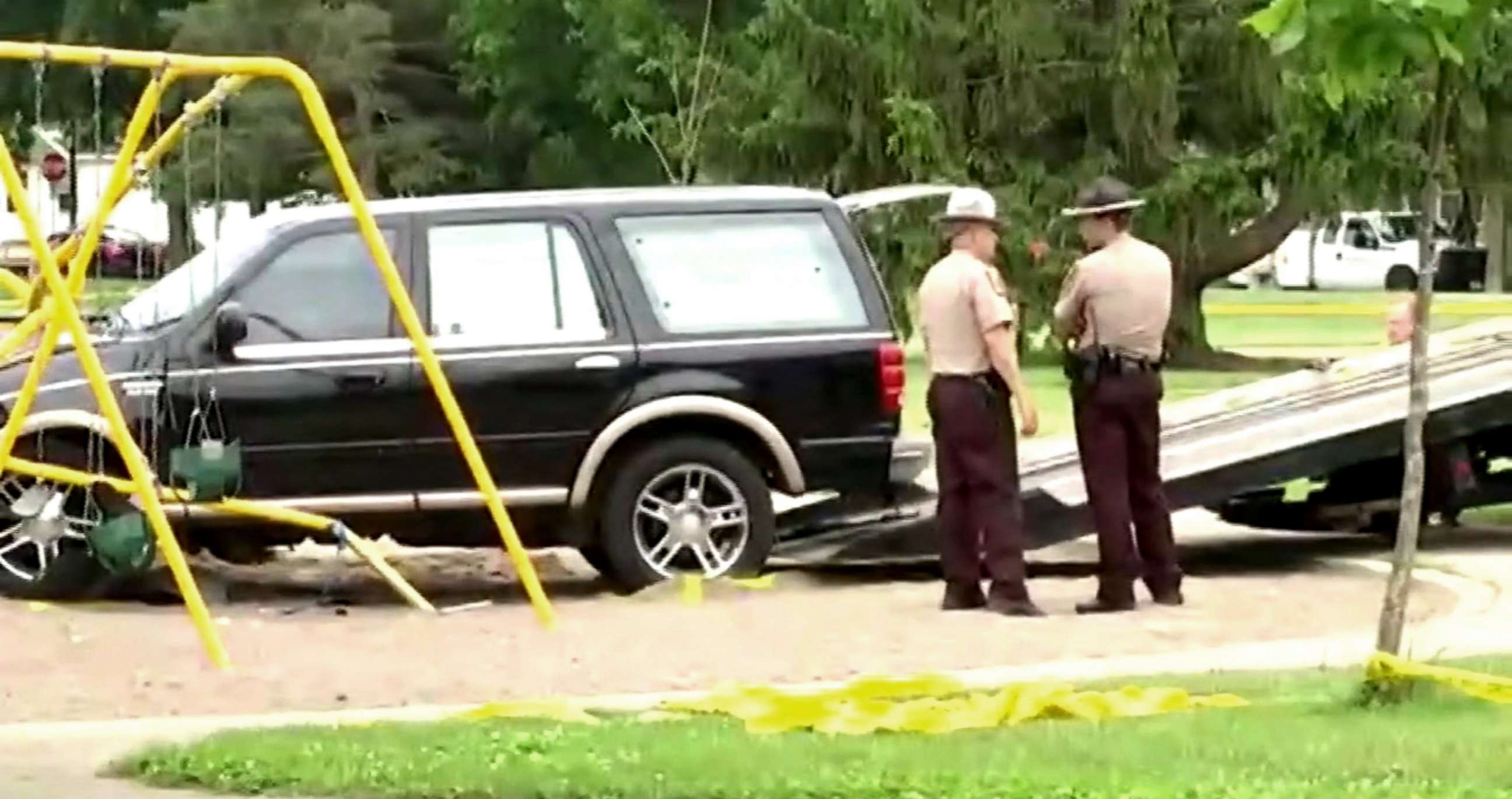 PHOTO: An SUV crashed into a Minnesota playground while fleeing from police on June 11, 2018.