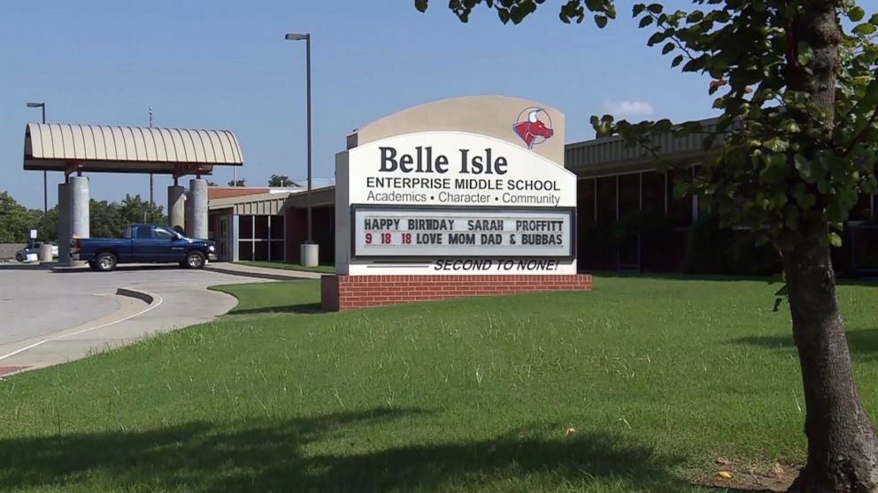PHOTO: Belle Isle Middle School in Oklahoma City is pictured in footage shot on Sept. 17, 2018.