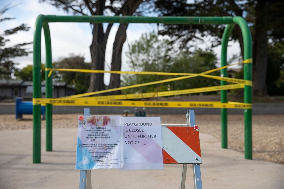 PHOTO: A view of a closed children's playground at a park amid the COVID-19 pandemic in San Francisco, April 11, 2020.