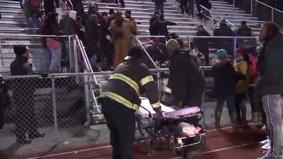 PHOTO: Emergency personnel respond to the scene of a shooting at a high school football game in Pleasantville, New Jersey, Nov. 15, 2019.