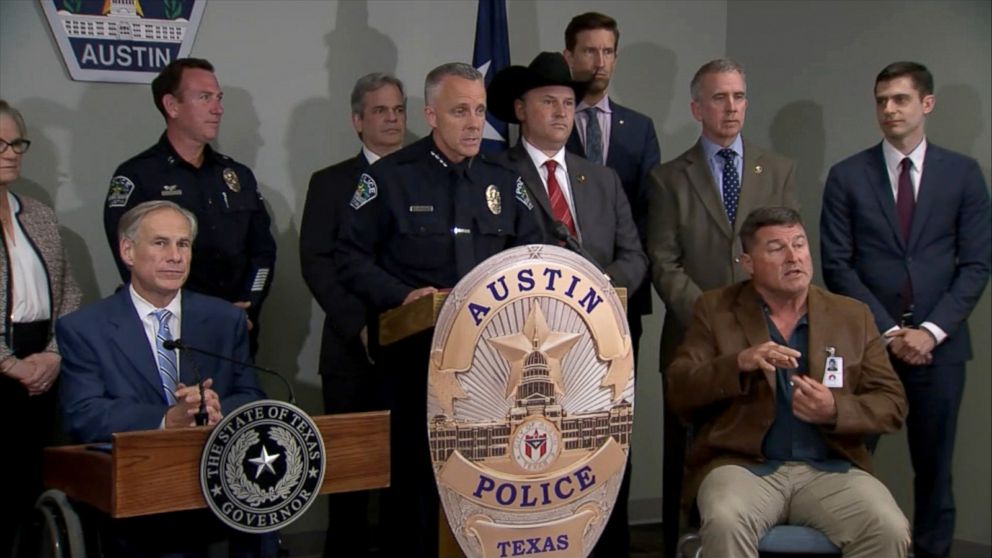 PHOTO: Authorities in Austin, Texas detail the 25-minute recording the suspect in the series of package explosions left on his phone, March 21, 2018.