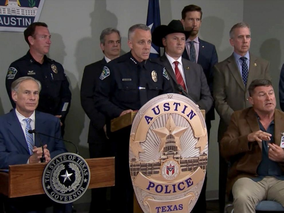 PHOTO: Authorities in Austin, Texas detail the 25-minute recording the suspect in the series of package explosions left on his phone, March 21, 2018.