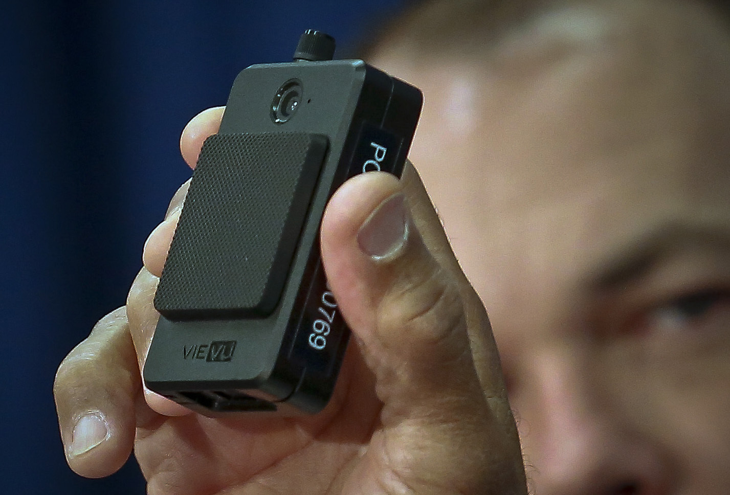PHOTO: In this Jan. 30, 2018 file photo, a newly issued police body camera is shown during a NYPD news conference in New York.