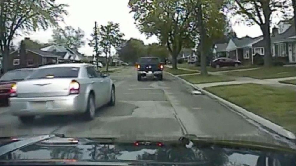 PHOTO: Dash cam shows car chase, May 10, 2018, in Dearborn, Mich.