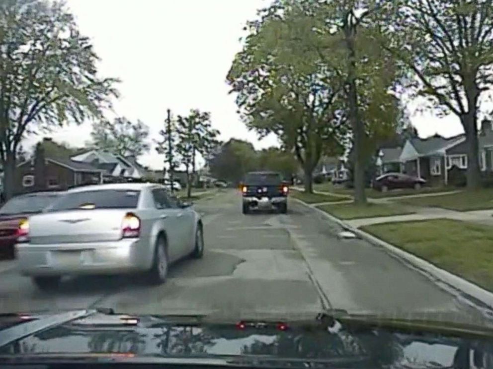 PHOTO: Dash cam shows car chase, May 10, 2018, in Dearborn, Mich.
