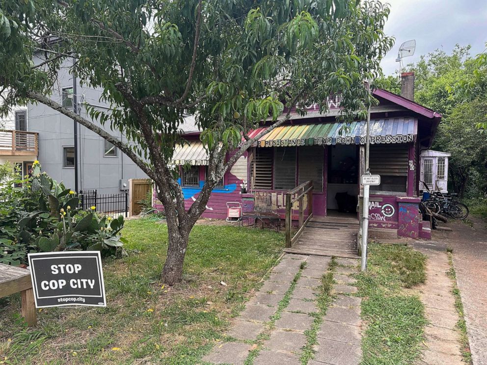 PHOTO: FILE - This house in Atlanta's Edgewood neighborhood is where police arrested three key organizers who have been aiding protesters against the city's proposed public safety training center, May 31, 2023.