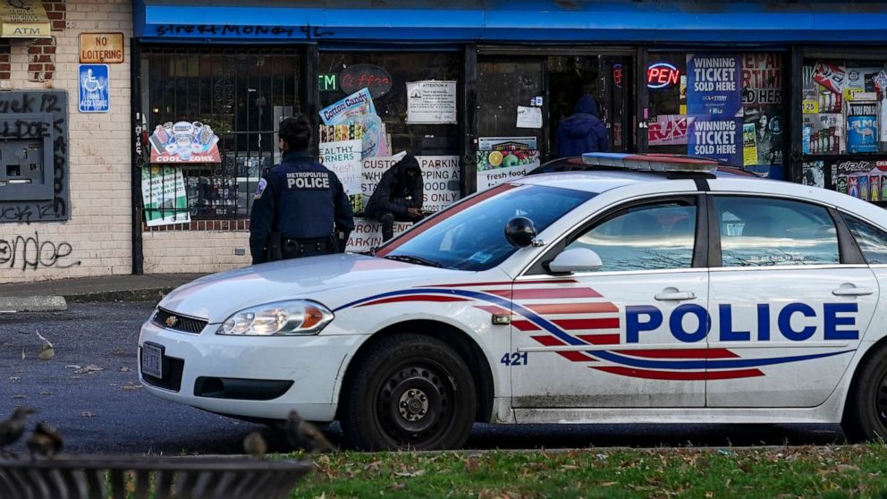 PHOTO:In this Nov. 23, 2020, file photo, DC police appear at the intersection of 5th St NW and Kennedy St NW, where police initiated a chase that led to Karon Hylton, 20, being killed in Washington, D.C.