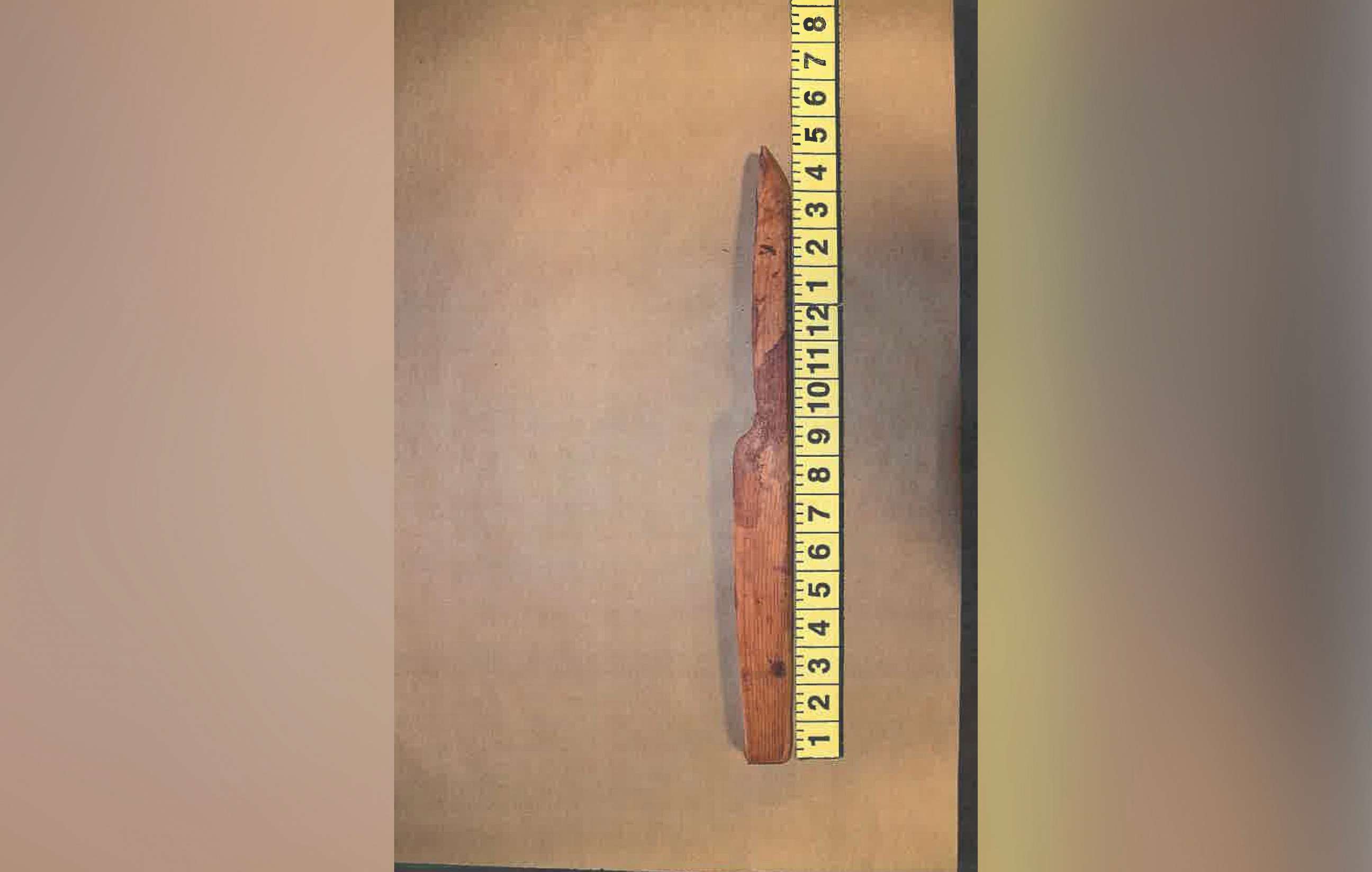 PHOTO: A police evidence photos shows a wooden "stake" that Richland County Sheriff’s Department said a man was wielding when he was shot by deputies.