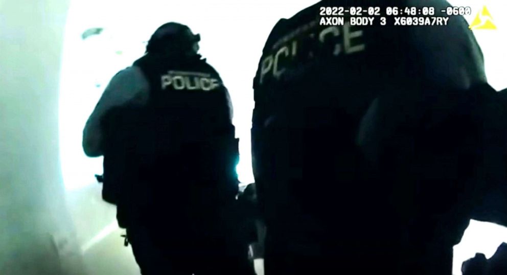 PHOTO: An image from police body cam as the Minneapolis police enter an apartment on Feb. 2, 2022, moments before shooting 22-year-old Amir Locke.