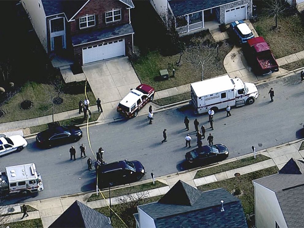 PHOTO: In this image made from video and released by WJLA-TV, authorities work where a police officer was shot, Feb. 21, 2018, in Prince Georges County, Md.