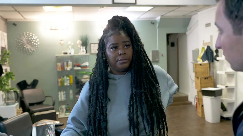 PHOTO: Kanitra Scott, a worker at Nuvo's Glam and Glow Hair Salon in Philadelphia, tells ABC News she's seen a rise in crime over the last couple of months.