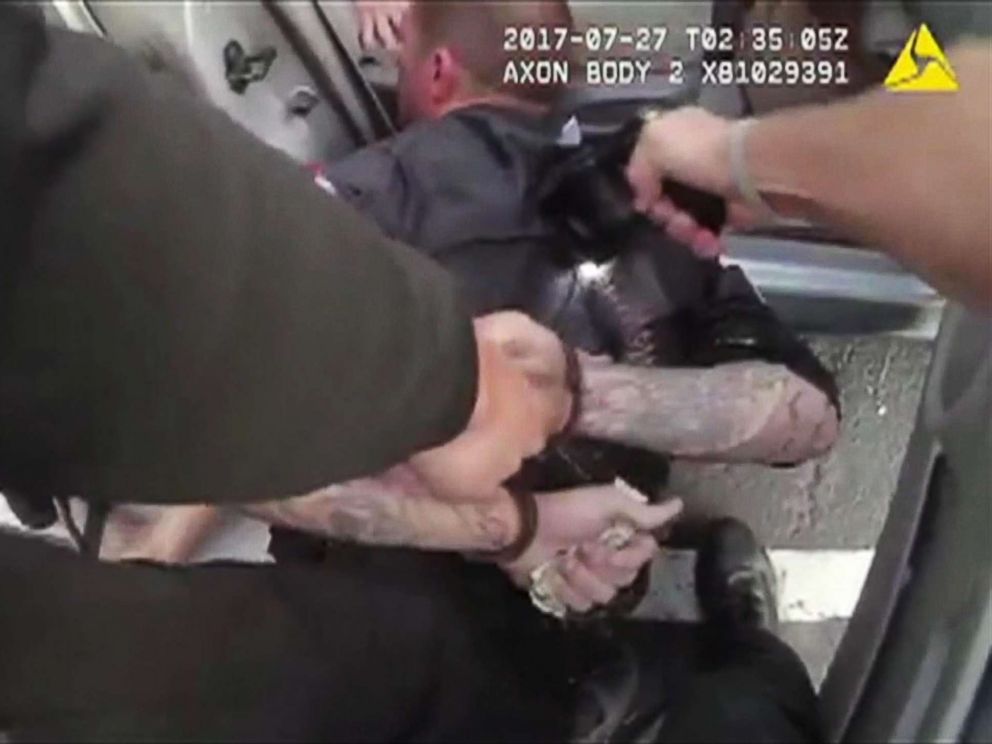 PHOTO: Glendale, Arizona police use a stun gun on Johnny Wheatcroft in an image made from police body cam video shot during a traffic stop on July 27, 2017.