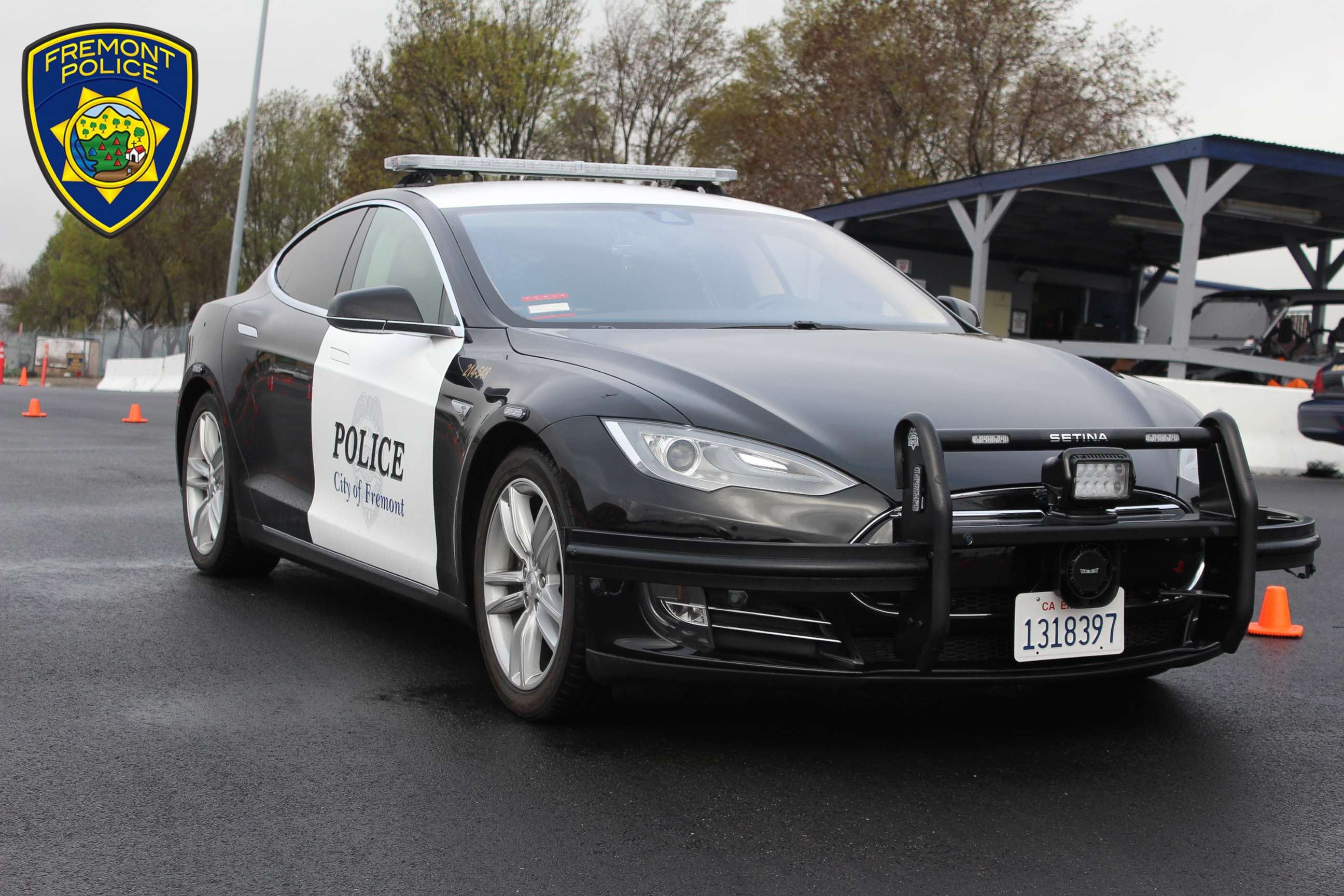 PHOTO: Fremont Police Department in California just completed a six-month pilot program using a Tesla Model S as a patrol car. It took more than a year for the car to be modified to the city's standards. 