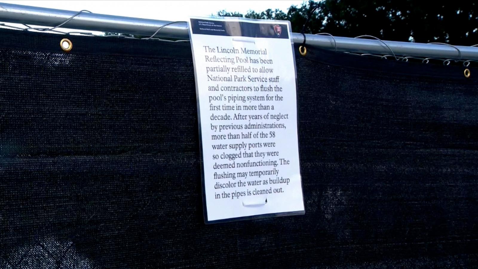 NPS to flush Reflecting Pool pipes as it blames issues on previous administrations