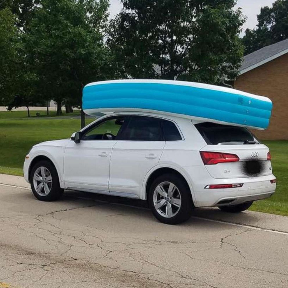 PHOTO: An Illinois woman was arrested for on Tuesday, July 09, 2019, for allegedly driving her SUV while her children sat in an inflatable pool on its roof.