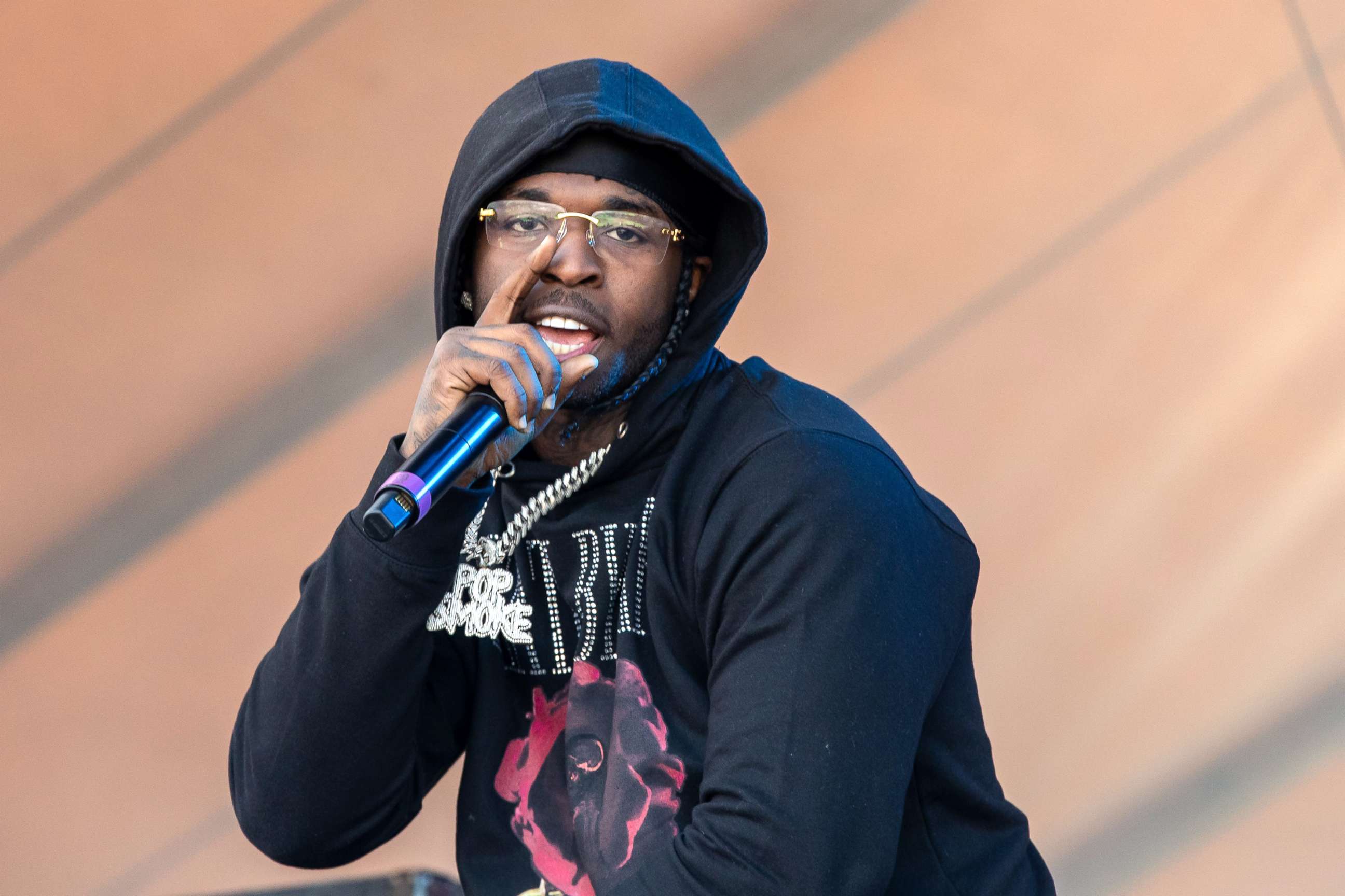 PHOTO: American rapper Pop Smoke performs during the Astroworld Festival, Nov. 9, 2019 in Houston.