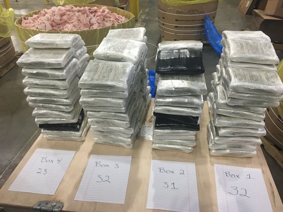 PHOTO: Police released this photo after a man was arrested after being pulled over with 3 million dollars in cash hidden in barrels containing raw pork shoulders.
