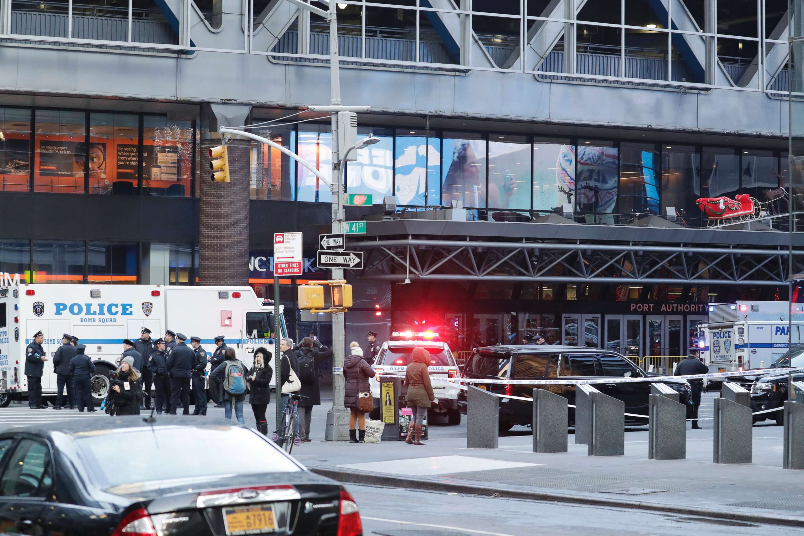 PHOTO: Police activity outside the Port Authority Bus Terminal following reports of a confirmed explosion inside an underground tunnel in the building in New York City, Dec. 11, 2017. 