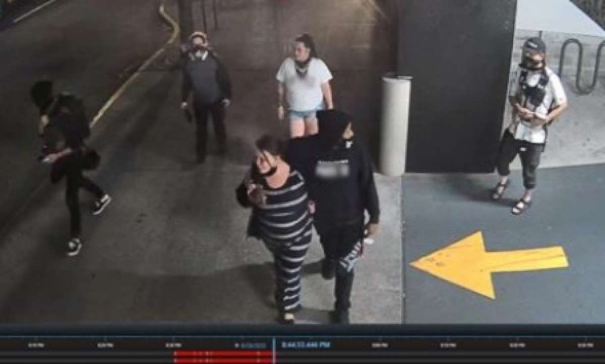 PHOTO: Surveillance footage shows Michael Forest Reinoehl, right, before he allegedly shot and killed pro-Trump protester Aaron Danielson, not pictured, in Portland, Ore., on Aug. 29, 2020.